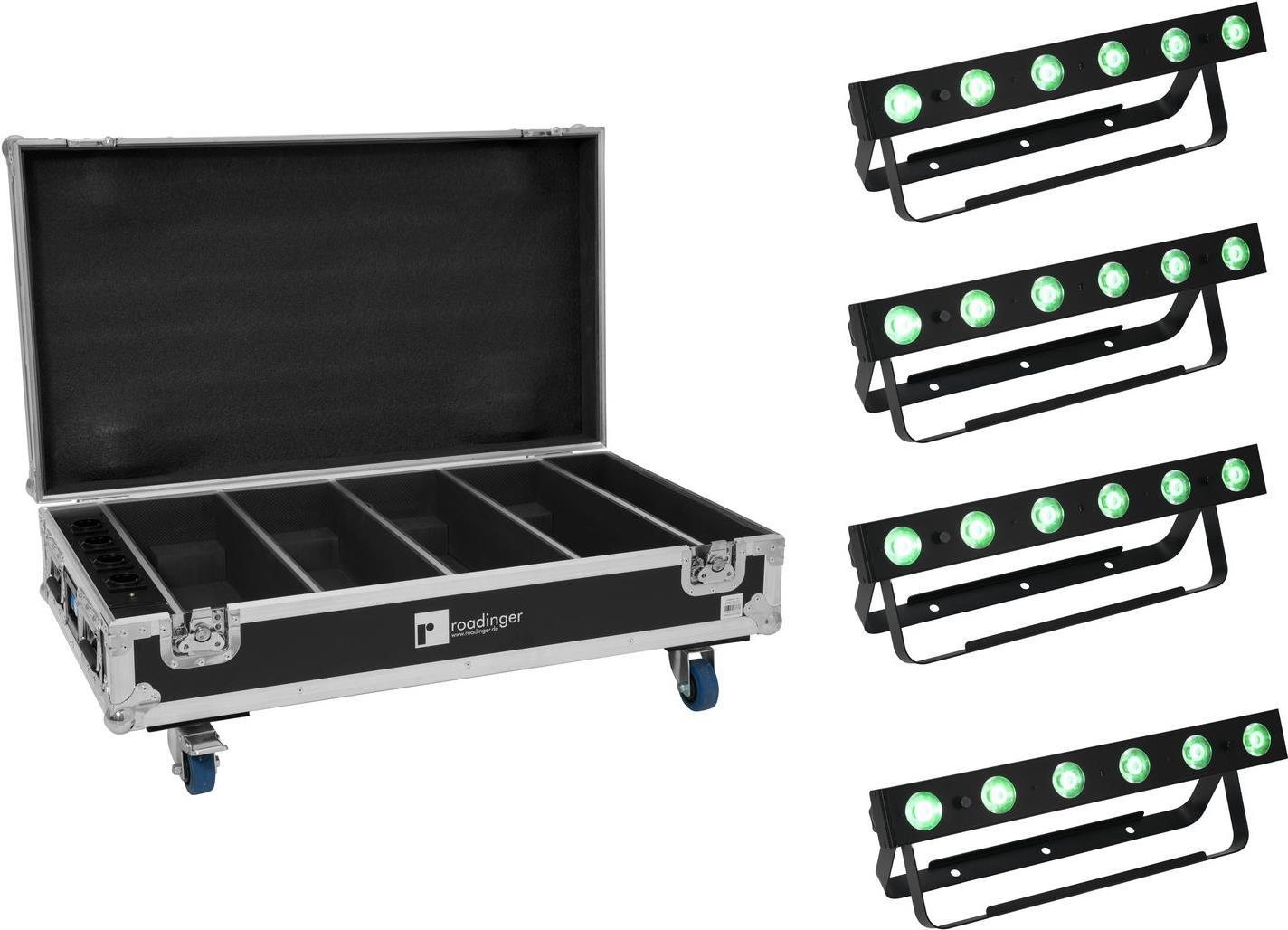 EUROLITE Set 4x AKKU Bar-6 QCL + Flightcase mit Ladefunktion (20000722)