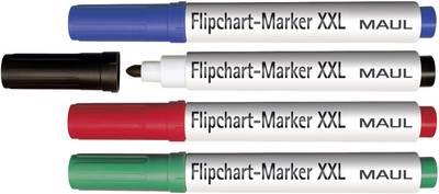 MAUL HEBEL Flipchart-Marker, sortiert, Größe: XXL,Rundspitze je 1x rot, blau, grün, schwarz (63839-99)