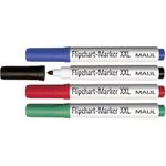 MAUL HEBEL Flipchart-Marker, sortiert, Größe: XXL,Rundspitze je 1x rot, blau, grün, schwarz (63839-99)
