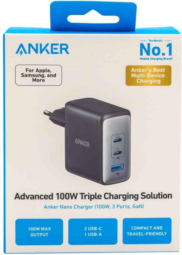 Anker 736 Nano II 100 W 3-Port USB-C Netzteil Schwarz