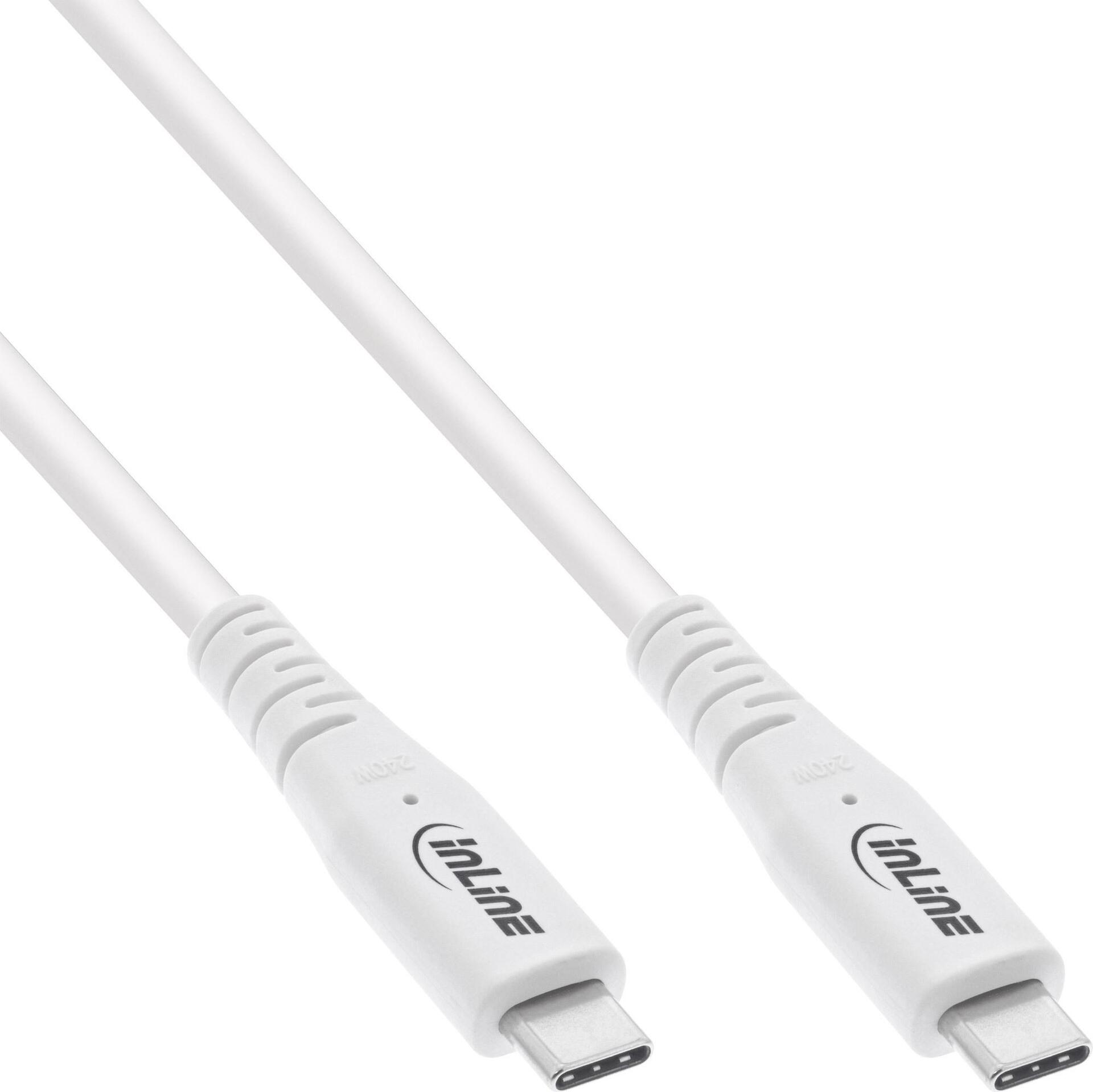 InLine® USB4 Kabel, USB-C Stecker/Stecker, PD 240W, 8K60Hz, TPE, weiß, 1m (35901W)