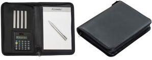 Alassio Reißverschlussmappe CORNIGLIA, A5, schwarz Lederimität, 4 Visitenkartenfächer, 2 Stifteschlaufen, - 1 Stück (30144)
