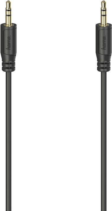 Hama Audio-Kabel Flexi-Slim, 3,5-mm-Klinken-Stecker, vergold., Schwarz, 0,75 m (00200725)