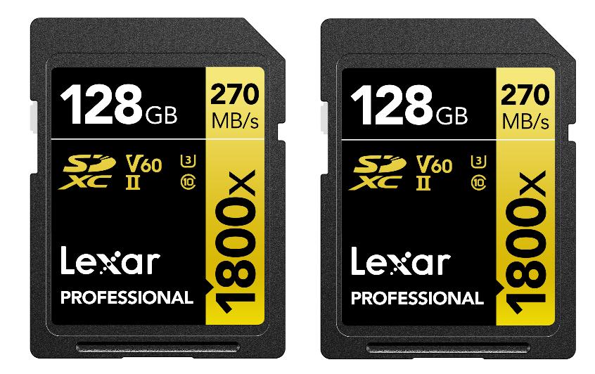 Lexar Professional 1800x SDXC 128 GB UHS-II V60 U3 270 MB/s 2er Pack Schwarz, Gold