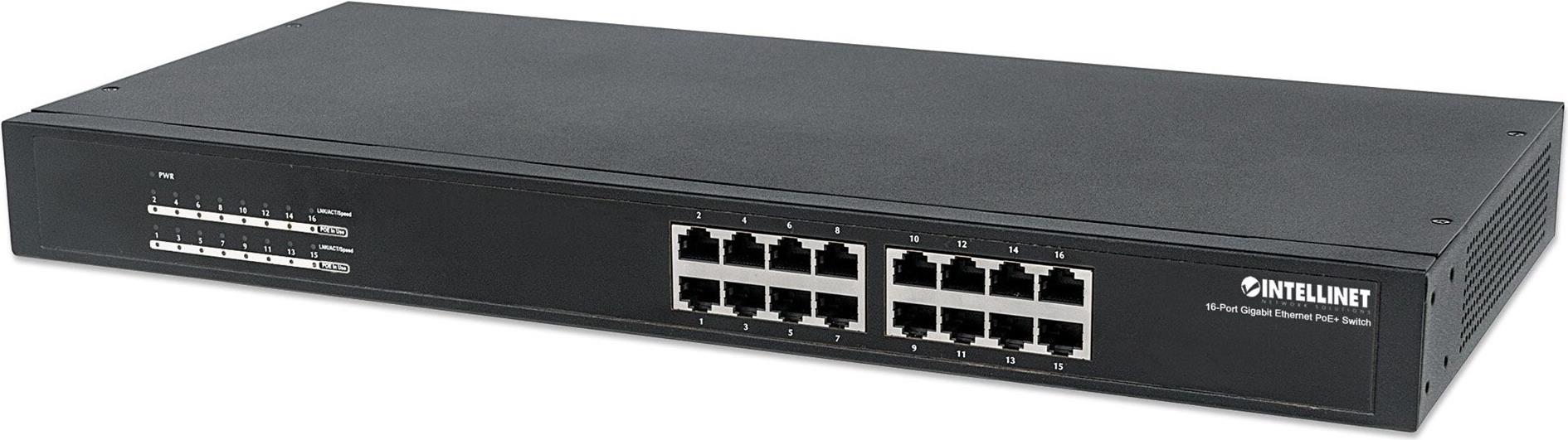 Intellinet 16-Port Gigabit Ethernet PoE+ Switch 16 x 10/100/1000 (PoE+) Schwarz