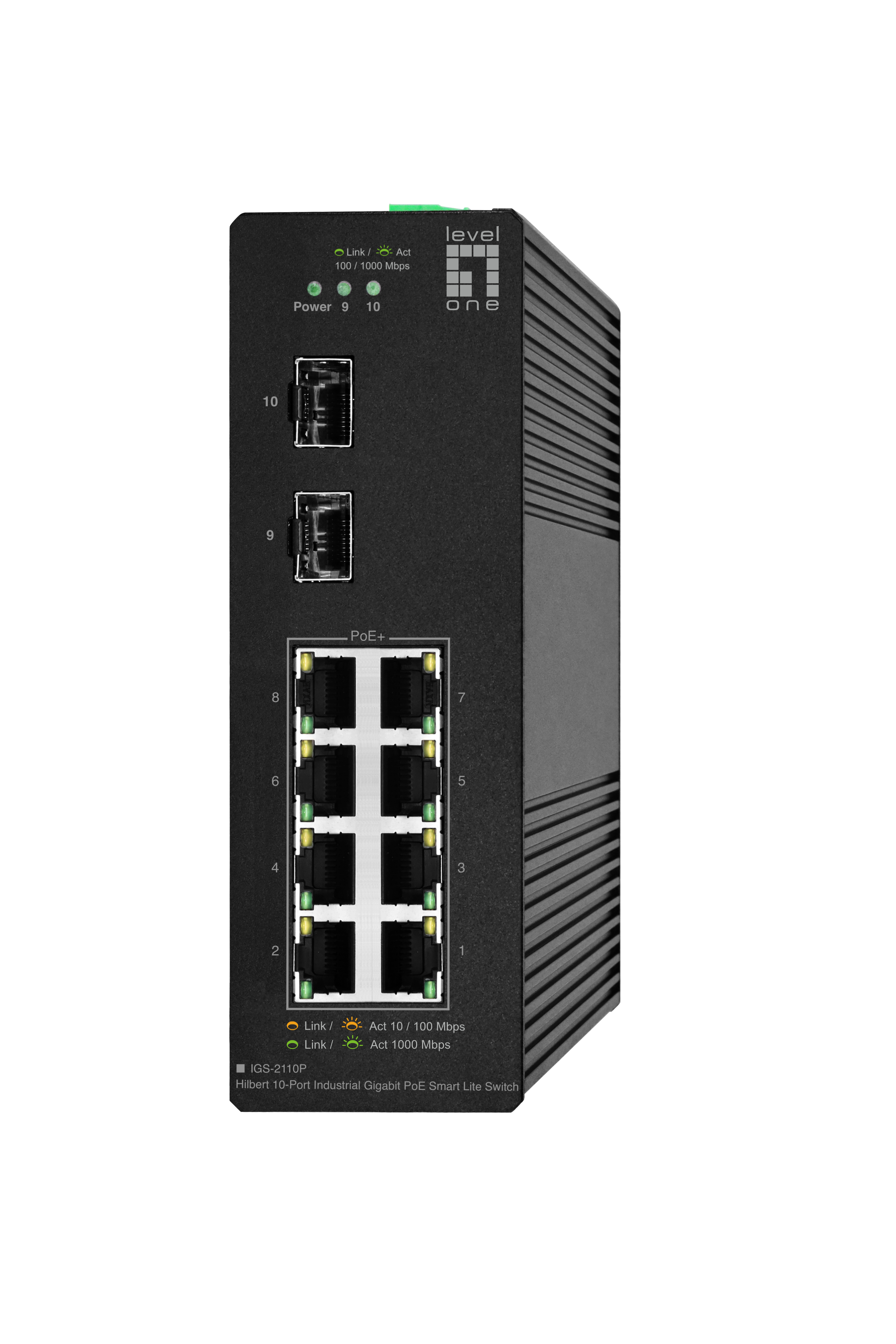 LevelOne IGS-2110P Managed L2 Switch 10-Port Gigabit 8x PoE 2x SFP Schwarz