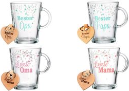 Ritzenhoff & Breker Teebecher-Set "LIEBSTE MAMA", 2-teilig aus Glas, mit Henkel, spülmaschinengeeignet - 1 Stück (817485)