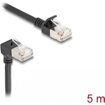 Delock RJ45 Netzwerkkabel Cat.6A S/FTP Slim 90° oben gewinkelt / gerade 5 m schwarz (80290)