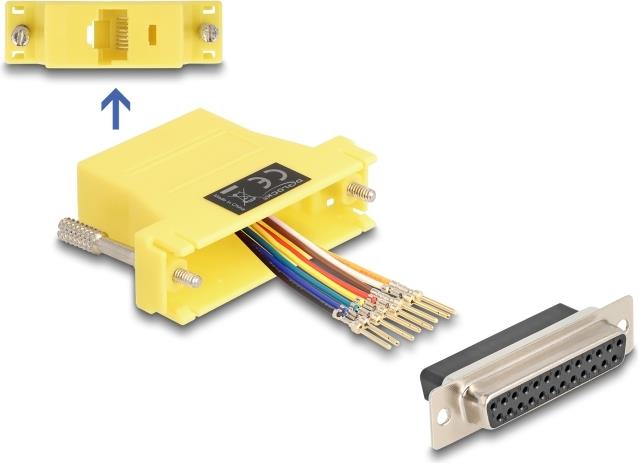 Delock D-Sub 25 Pin Buchse zu RJ45 Montagesatz gelb (67119)