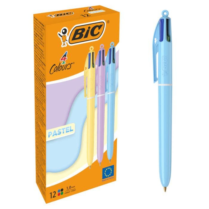 BIC 4 Colours PASTEL Mehrfarben-Kugelschreiber 0,32 mm Medium 12 Stück