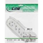 InLine® Steckdosenleiste, 4-fach, 2x Schutzkontakt + 2x Euro, 3m, weiß (16443W)
