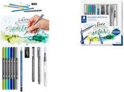 STAEDTLER Aquarell- & Handlettering-Set Watercolor Inhalt: 6x Doppel-Fasermaler mit Pinselspitze (3001), - 1 Stück (61 3001-2)