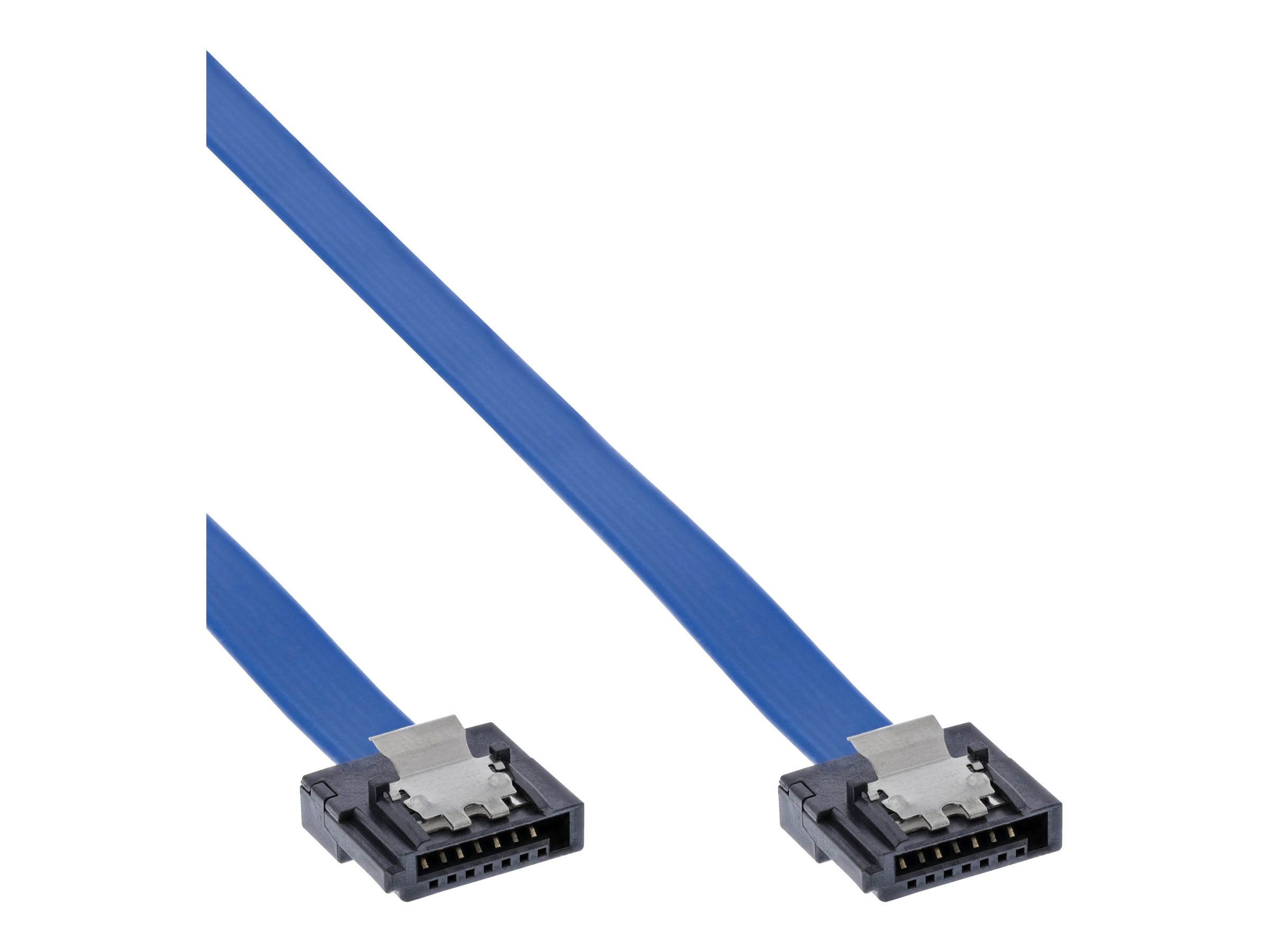 InLine SATA 6Gb/s Anschlusskabel klein mit Sicherheitslasche 0,5 m Blau