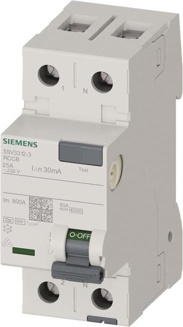 FI-Schutzschalter Typ F 25A 1+N-pol.30mA 230V 2TE 5SV3312-3 (5SV33123)