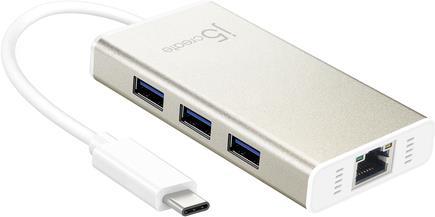 j5create JCH471 USB type-C multiadapter with 3 USB 3.0 type-A ports and RJ-45 port (JCH471)