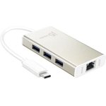 j5create JCH471 USB type-C multiadapter with 3 USB 3.0 type-A ports and RJ-45 port (JCH471)