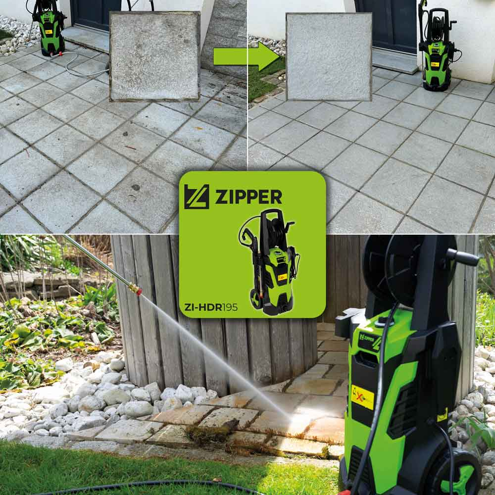 Zipper ZI-HDR195 Hochdruckreiniger 195 bar Kaltwasser 2300 W Schwarz, Grün