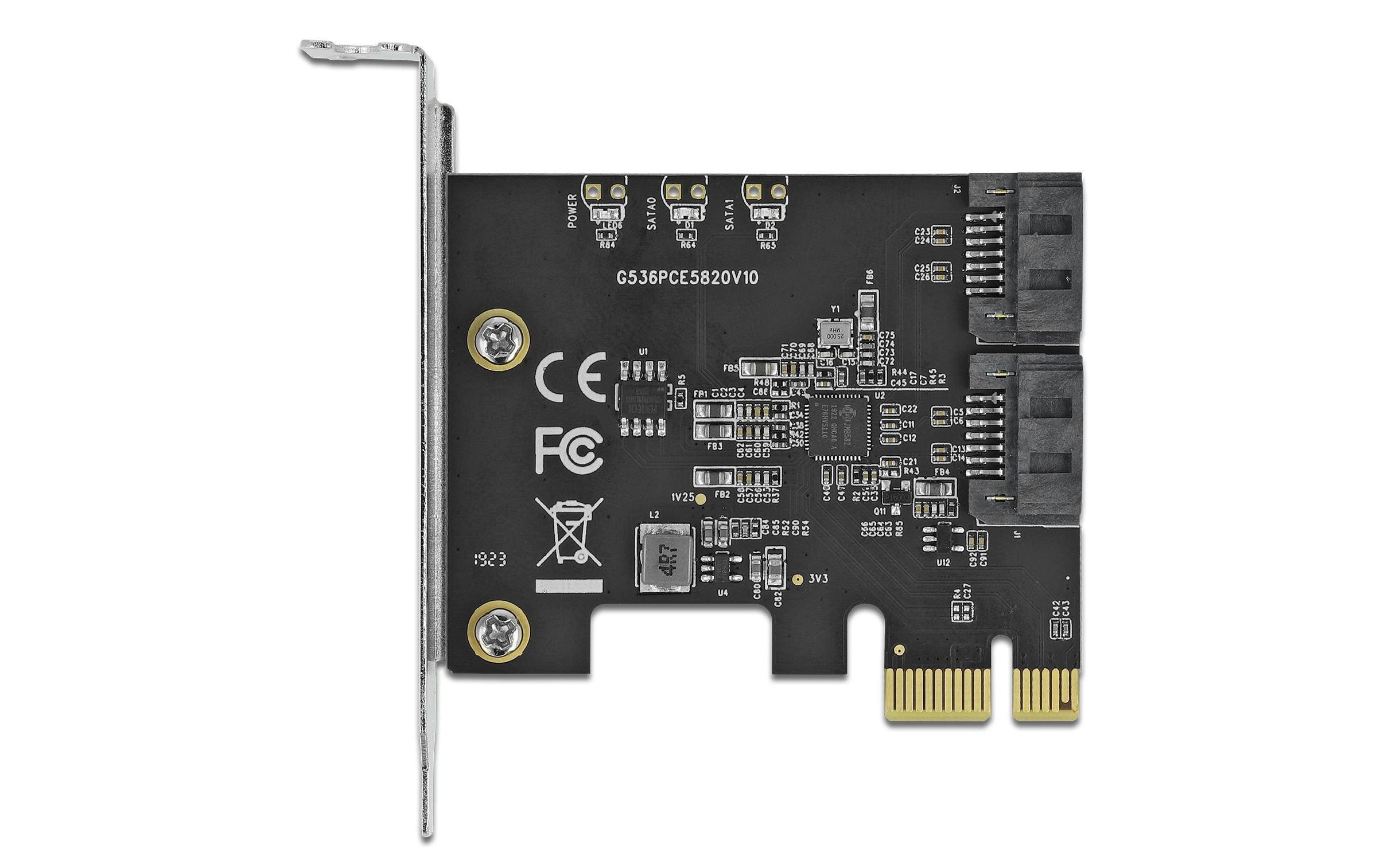 Delock 2 Port SATA PCI Express Karte Low-Profile PCIe 3.0 Schwarz