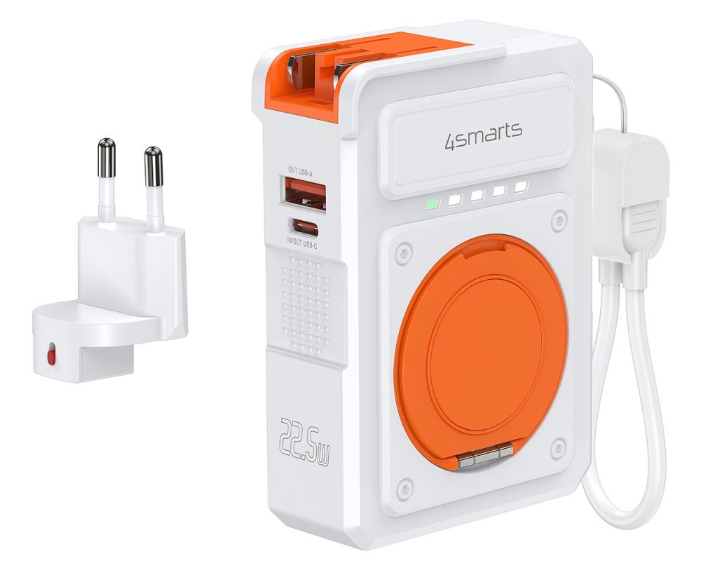 4smarts 6in1 Hybrid Charger Powerbank 10000 mAh Orange, Weiß