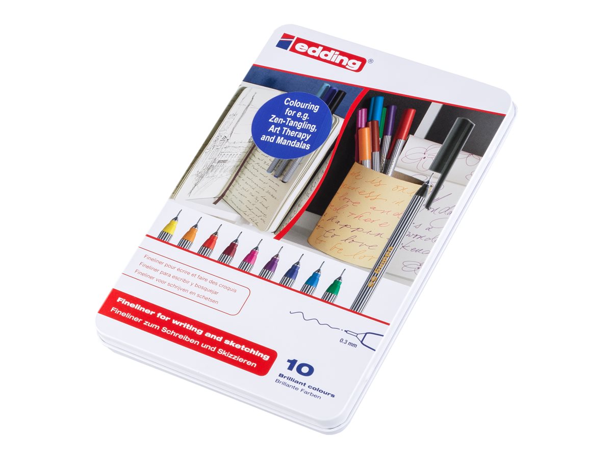 edding 55 Fineliner Set 0,3 mm 10 Farben in Metalldose