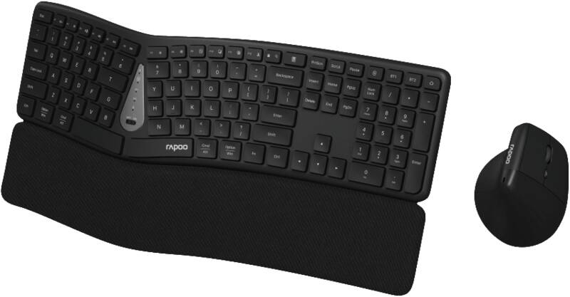 Rapoo 8810ME Ergonomisches Kabelloses Tastatur-Maus-Set QWERTZ Grau
