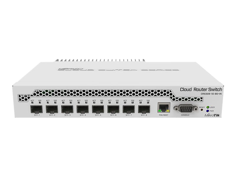 MikroTik Cloud Router Switch CRS309-1G-8S+IN Managed Switch 8x SFP+ 1x Gigabit PoE Weiß