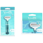 Gillette for Women Venus Ersatzklingen Smooth, 4er Pack langlebiges Klingendesign, 3 Klingen für eine schnelle - 1 Stück (7702018600458)