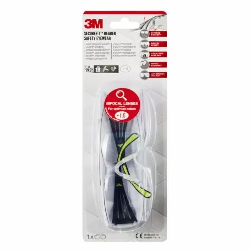 3M SecureFit 415 Schutzbrille +1,5 Dioptrien Polycarbonat Schwarz