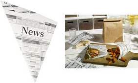 PAPSTAR Spitztüte "Newsprint", 270 x 190 x 190 mm aus Pergament-Ersatz, 40 g/qm, Füllinhalt: 125 g, - 1 Stück (86053)