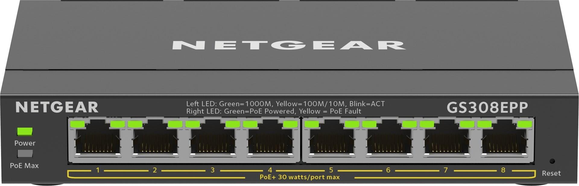 Netgear GS308EPP Managed L2/L3 Switch 8-Port Gigabit PoE+ Schwarz