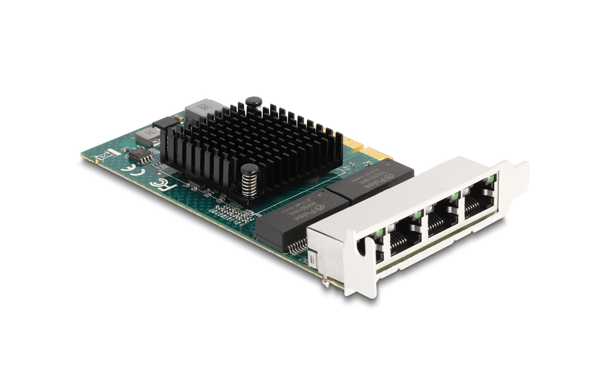 Delock 88208 Netzwerkkarte PCI Express x4 4x RJ45 Gigabit LAN Low-Profile Grau