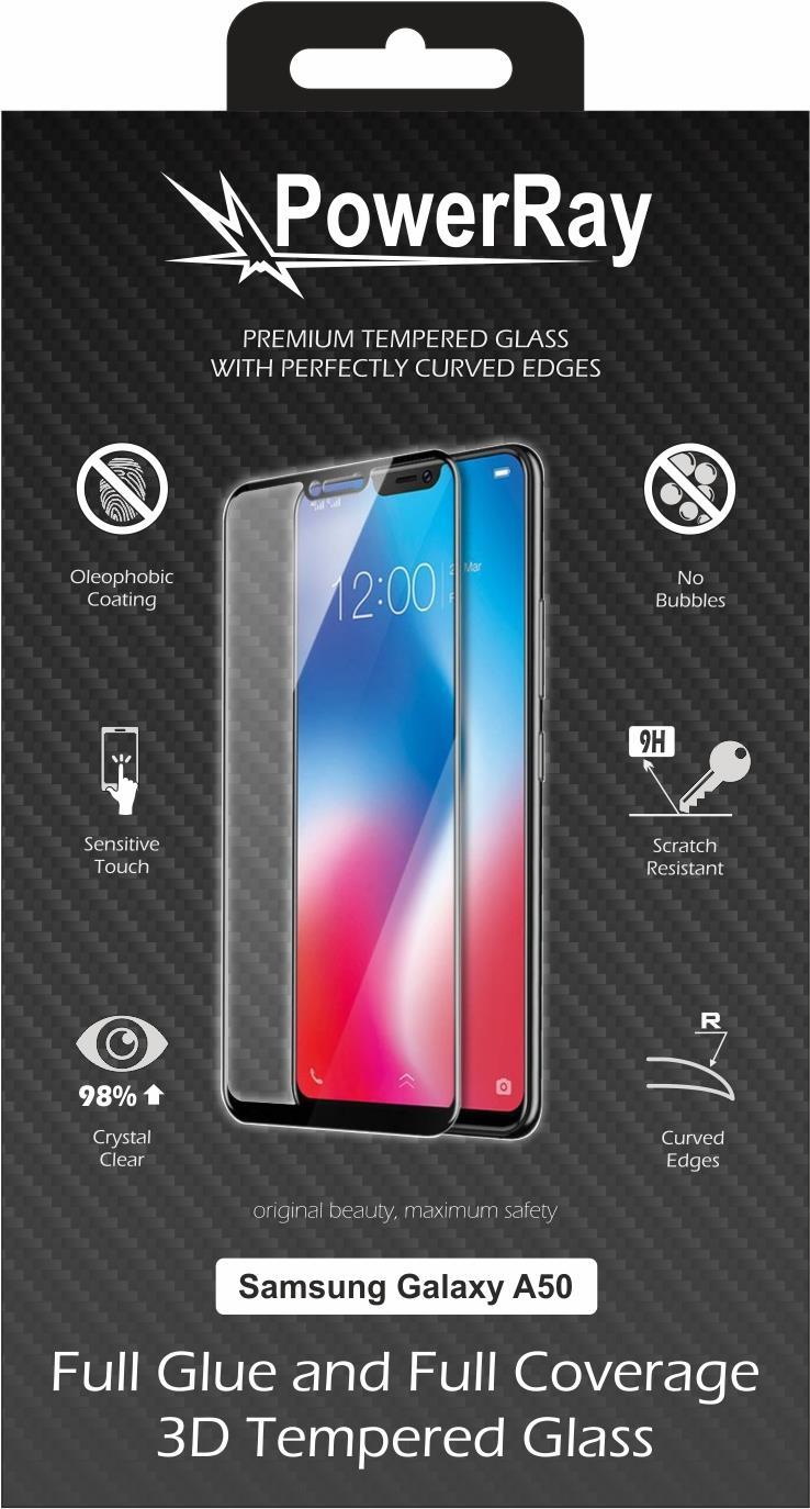 PowerRay Ultra Durable 3D Full Glue Glass PR-3DFGSAMA50BL, Samsung A505 Galaxy A50, black, Blister