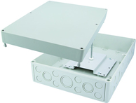 Telegärtner LWL Spleißbox IP66 M-V Gehäuse mit Aufnahme für max. 8 Spleißkassetten oder 3 Spleißkassetten und 1 Verteilerplatte, 360 x 254 x 111 mm; Wandbefestigung: 346 x 239 mm, 4x Ø4,5 (H02050A0231)