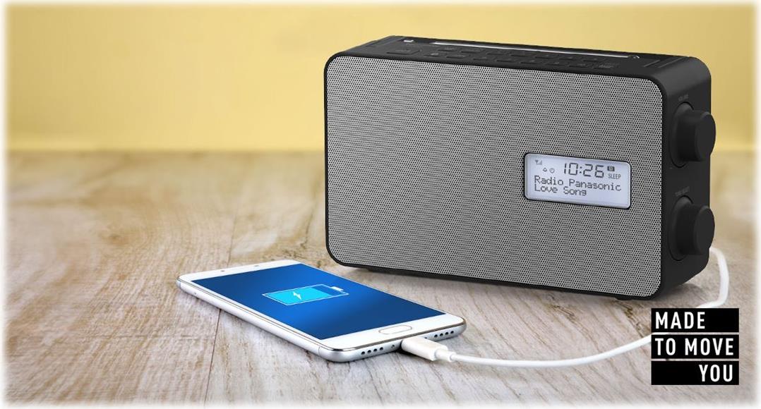 Panasonic RF-D30BT Tragbares DAB+ Radio Bluetooth IPX4 Schwarz/Grau