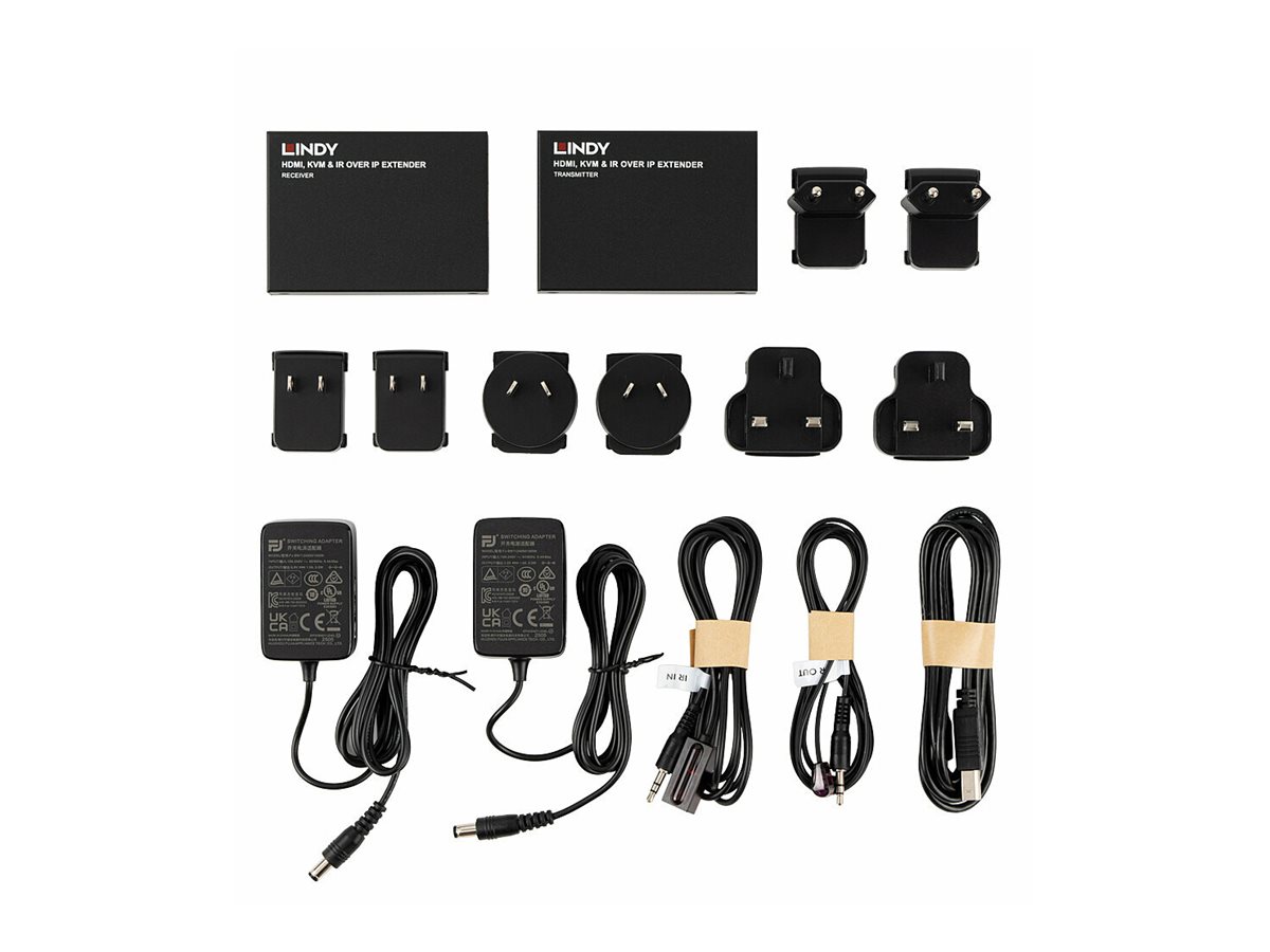 Lindy 39320 HDMI KVM & IR over IP Extender, bis 150 m über CAT 6, Schwarz