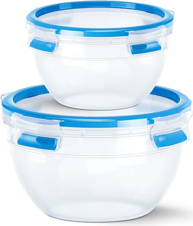 EMSA CLIP & CLOSE N1011600 Lebensmittelaufbewahrungsbehälter Rund Container 2,6 l Blau - Transparent 2 Stück(e) (N1011600)