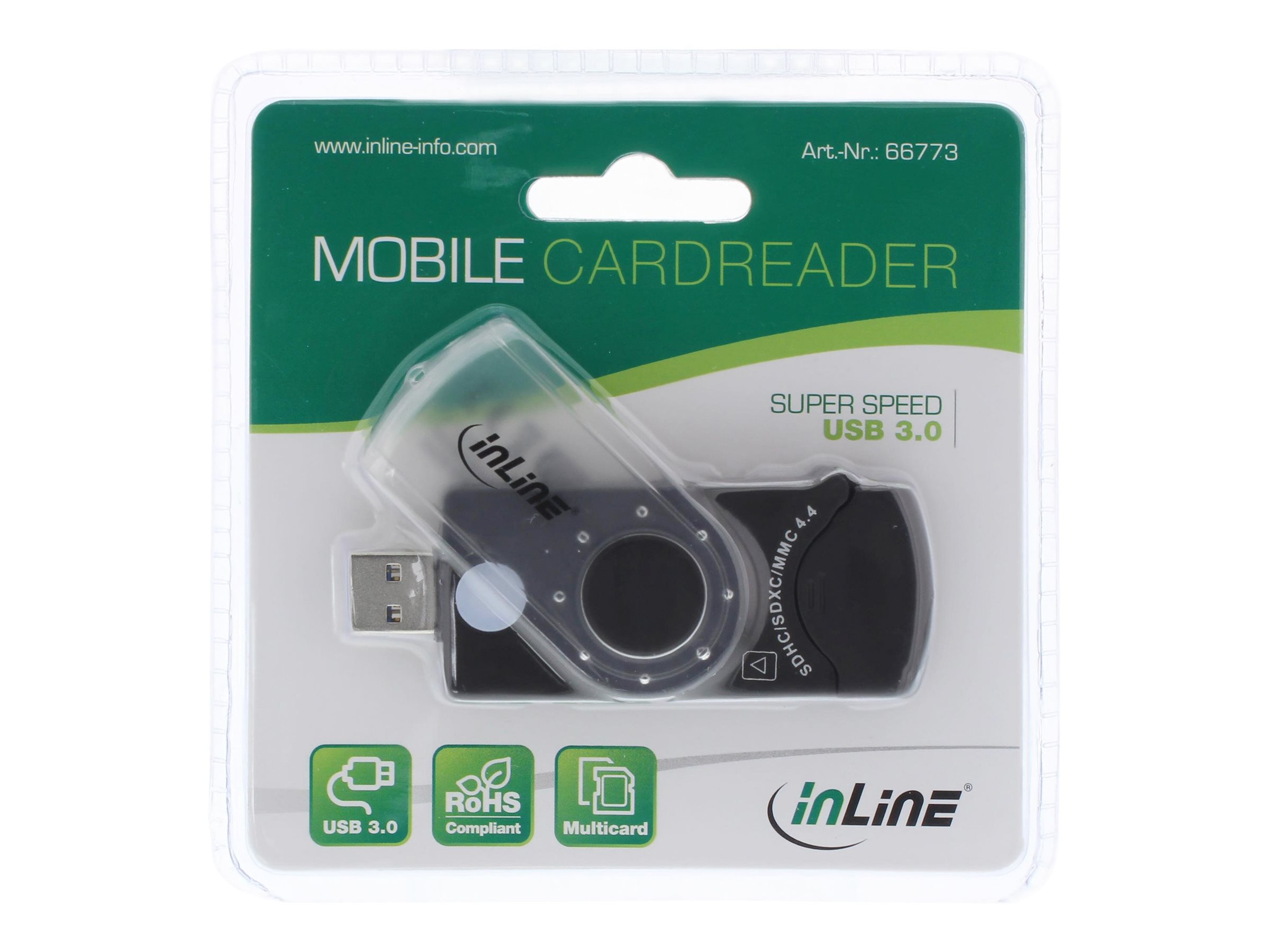 InLine USB 3.0 Mobiler Kartenleser mit 2 Laufwerken Schwarz