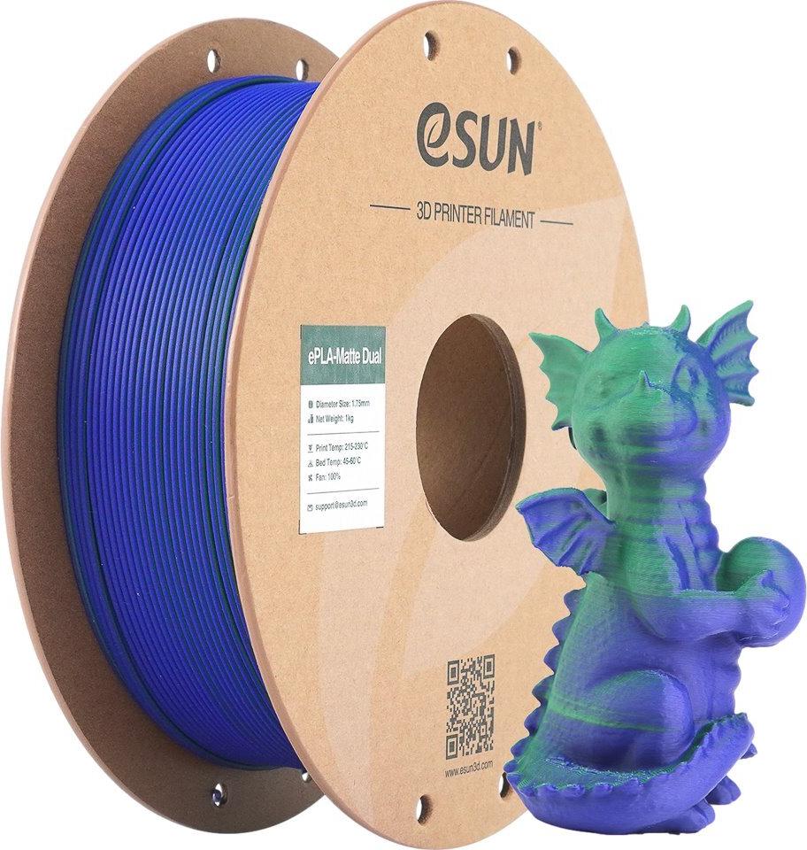 PLA MATTE DUAL 1,75mm GREEN BLUE 1kg ESUN 3D FILAMENT (PLA-MTD175B-UG1P1)