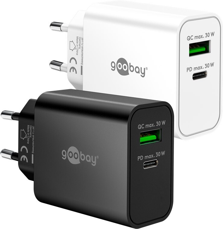 Goobay USB-C PD GaN Dual Fast Charger 30 W black black (75335)
