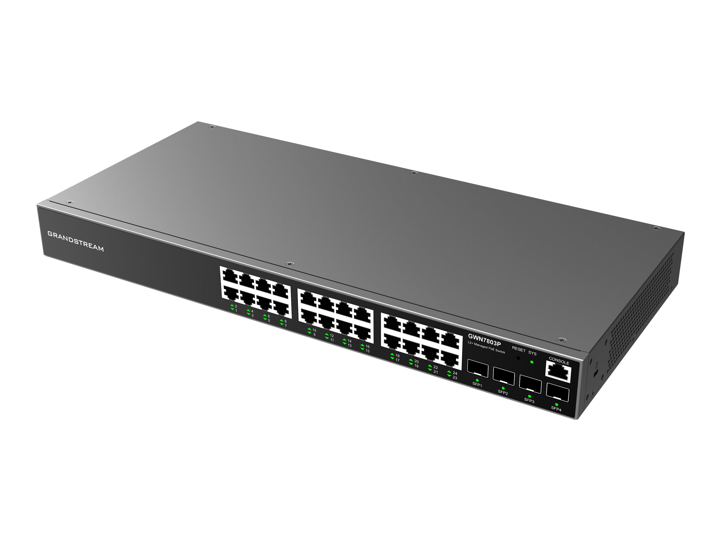 Grandstream GWN7803 Managed Switch 24x Gigabit Ethernet 4x SFP L2+ Schwarz