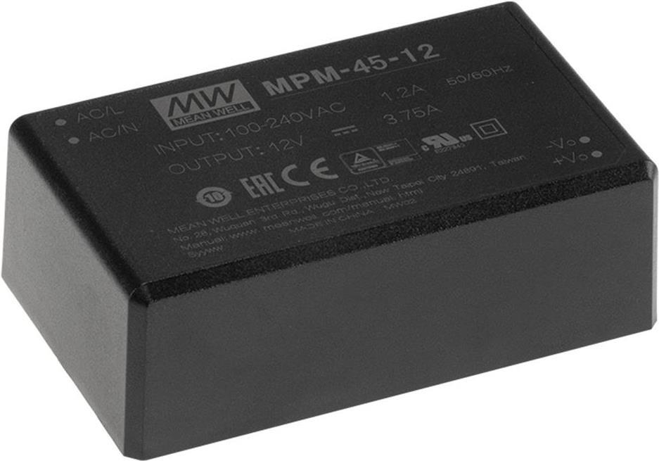 MEAN WELL MPM-45-5 Netzteil & Spannungsumwandler Indoor 45 W Schwarz (MPM-45-5)