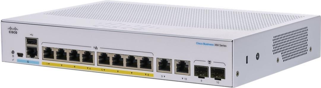 Cisco Business CBS350-8P-E-2G Managed Switch | 8 GE-Ports | PoE | Ext. Netzteil | 2 x 1G-Combo-Ports | Begrenzter Lebenszeitschutz (CBS350-8P-E-2G)