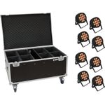 EUROLITE Set 8x LED IP PAR 12x8W QCL Spot + Case mit Rollen (20000881)