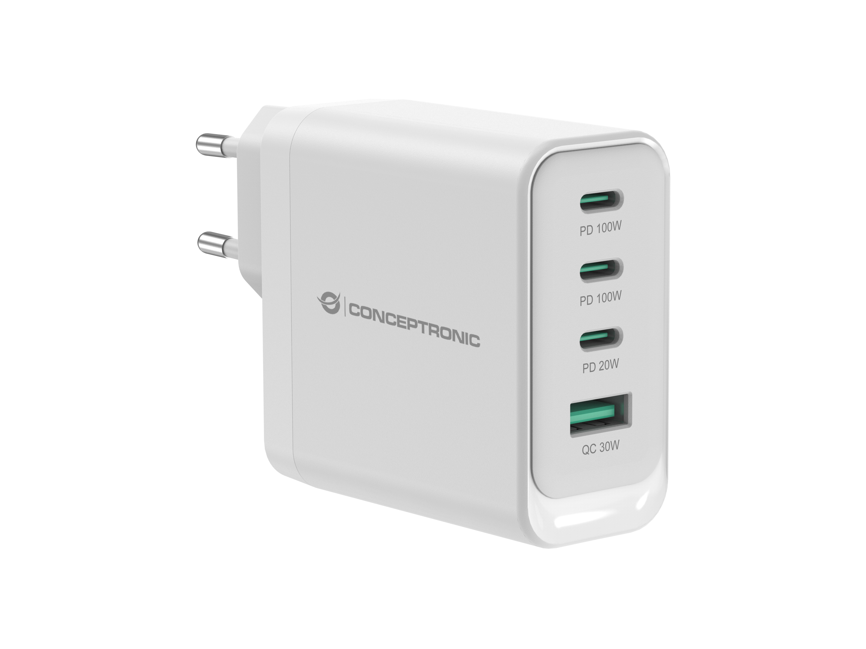 Conceptronic ALTHEA22W100 4-Port 100W GaN USB-PD Ladegerät 3x USB-C 1x USB-A Weiß