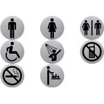 helit Piktogramm "WC Damen & Herren", Durchmesser: 115 mm silber, selbstklebend, aus Edelstahl mit schwarzem Aufdruck, - 1 Stück (H6271100)