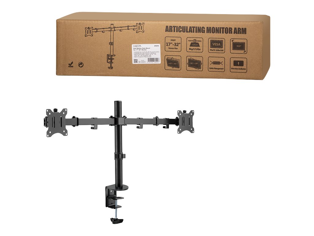 LogiLink BP0098 Tischhalterung 17"-32" für 2 LCD-Displays max. 8 kg Schwarz