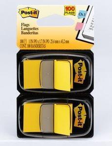 3M Post-it Index, gelb, schmal, 2 x 50 Haftstreifen Maße: 25,4 x 43,2 mm, im Einwegspender - 2 Stück (680-YW2)