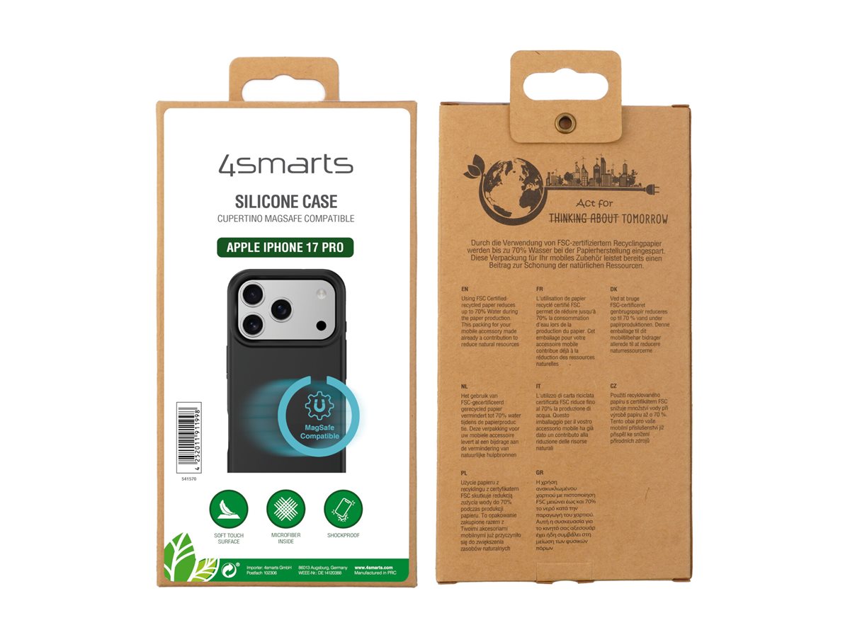 4smarts Cupertino Silikon Case für Apple iPhone 17 Pro 6.3" MagSafe Schwarz