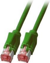 Hersteller: EFB Elektronik RJ45 Patchkabel S/FTP, Cat.6A, TM21, Leoni-Kerpen F6-90 S/F, 1,5m, grün Das in Europa gefertigte Cat.6A RJ45 Patchkabel gewährleistet sehr gute Eigenschaften für 10 Gigabit Ethernet Anwendungen. Zusammengesetzt ist das Patchkabel aus demCat.7 Rohkabel F6-90 S/F von Leoni-Kerpen und TM21 Steckern von Hirose.Querschnitt 4 x 2 x AWG27/7Montierte Knickschutztülle (K8210GN.1,5)