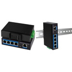 LogiLink Industrial Gigabit Ethernet Switch, 5-Port 10/100/1000 Base-TX RJ45, Plug & Play, schwarzes Metallge - 1 Stück (NS202)